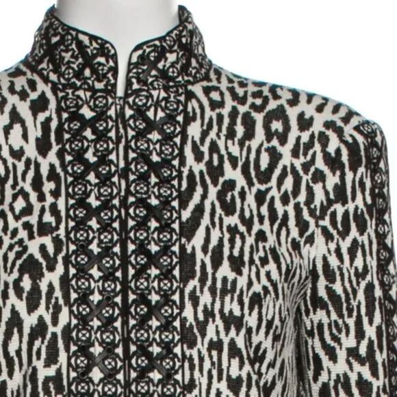 Marchesa Voyage Animal Print Jacket sz 2 Embroidered Laced front Evening Party - Picture 2 of 7